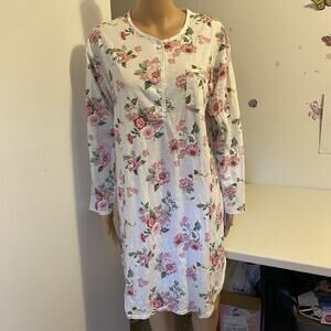 Vintage 90s Dream Cafe Women S Nightgown House Dress Cotton Ivory Floral Cottage